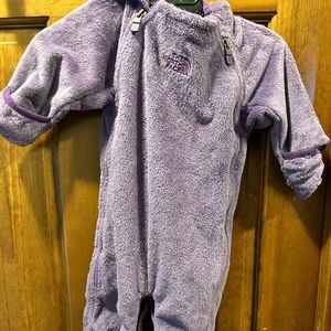 Purple used North Face infant snow suit